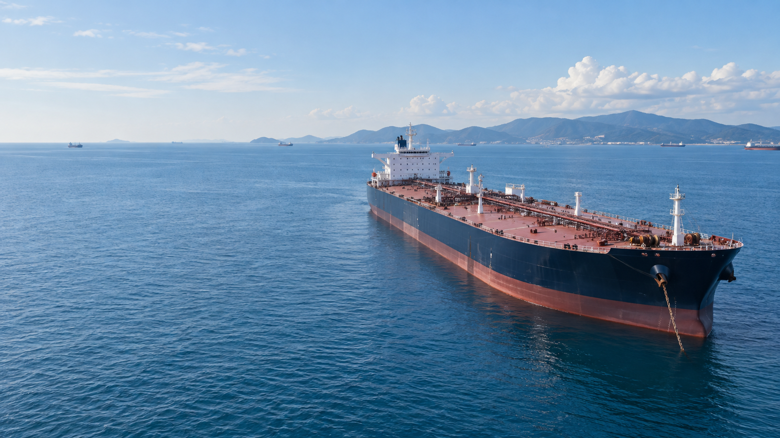 Tanker at a coastal anchorage